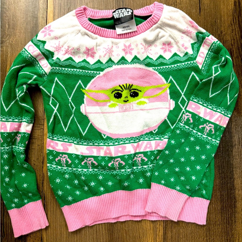 Star Wars baby Yoda Christmas sweater. Girls size 6